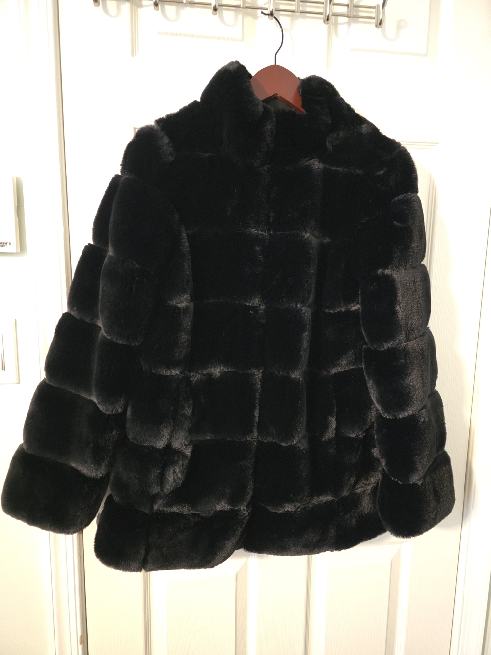 VIA SPIGA Women's Black Faux Fur Jacket BLACK SIZE S